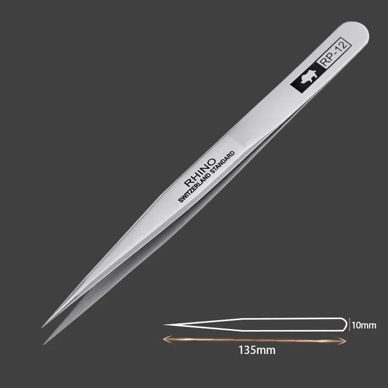 Pinces Brrucelles de Précision Japan Rhino – Jeu de 6 Pinces en Acier Inoxydable – Anti-magnétiques, Anti-acide – Pour Électronique, Réparation, Artisanat (RP-10 à RP-15)