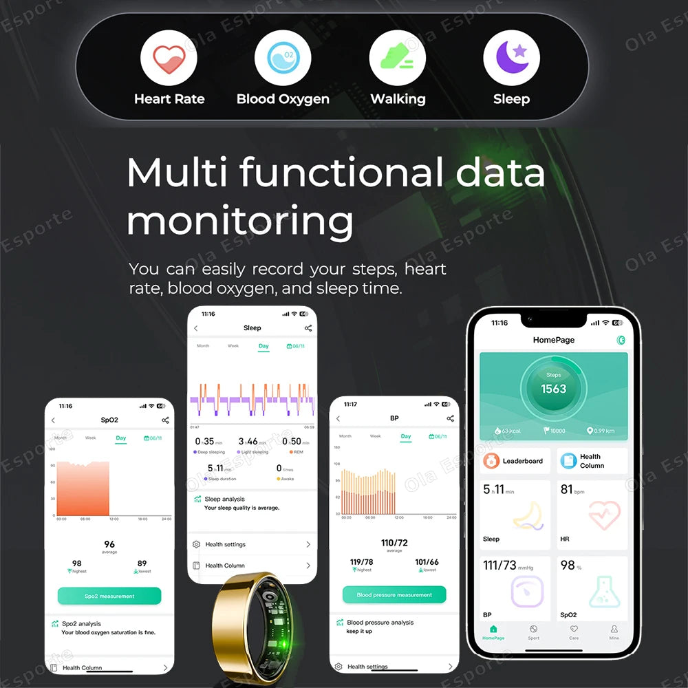 Smart Ring Connectée Santé – Suivi Sommeil, Fréquence Cardiaque & Activité | Compatible Android & iOS