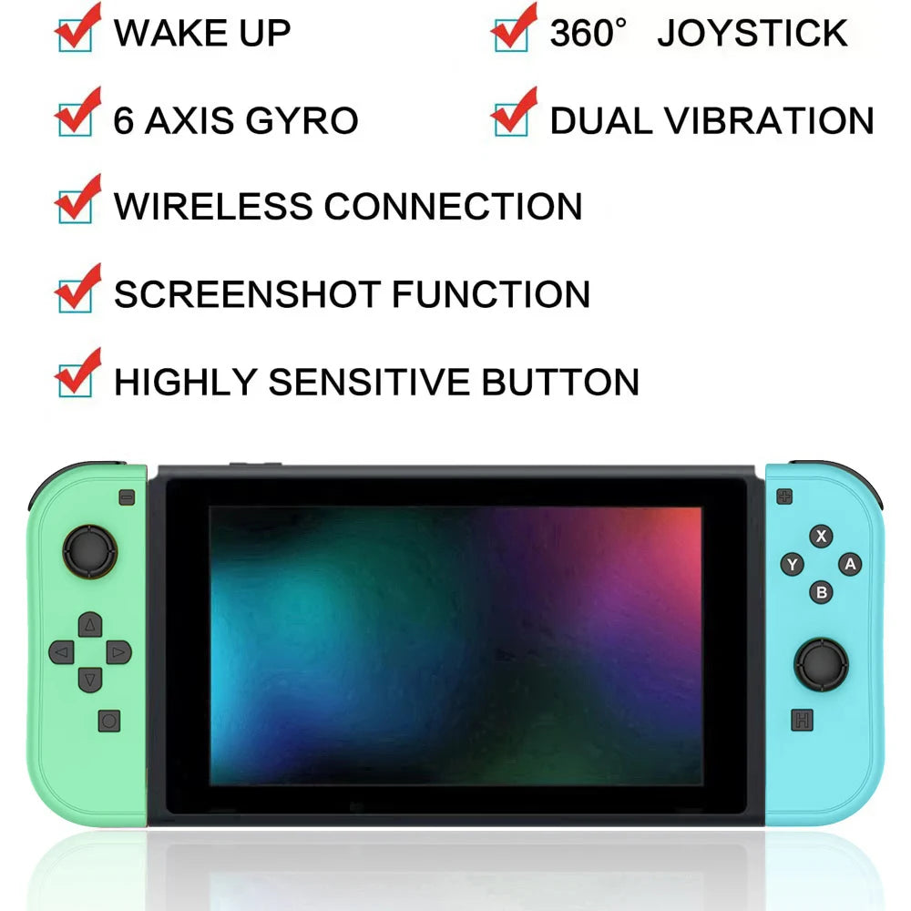 Manettes Joy-Con Bluetooth Sans Fil pour Nintendo Switch / OLED / Lite – Vibration, Turbo & Wake-Up