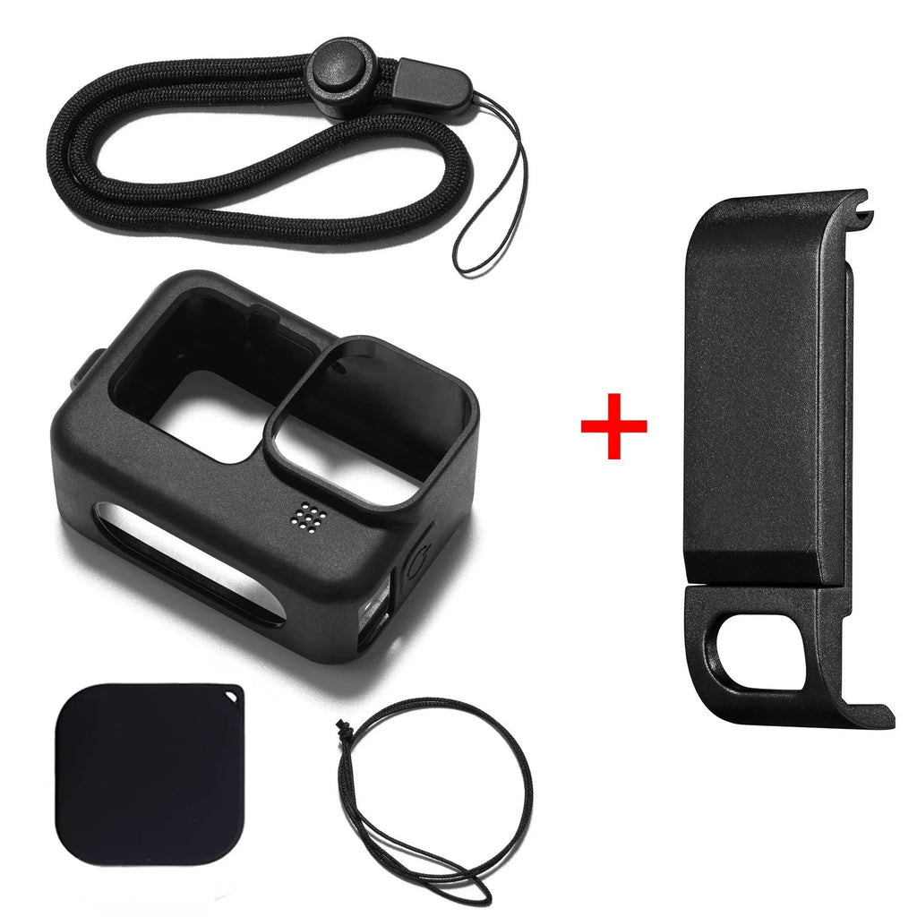 Coque Silicone + Verre Trempé 9H pour GoPro Hero 9 / 10 / 11 / 12 / 13 – Protection Complète avec Dragonne