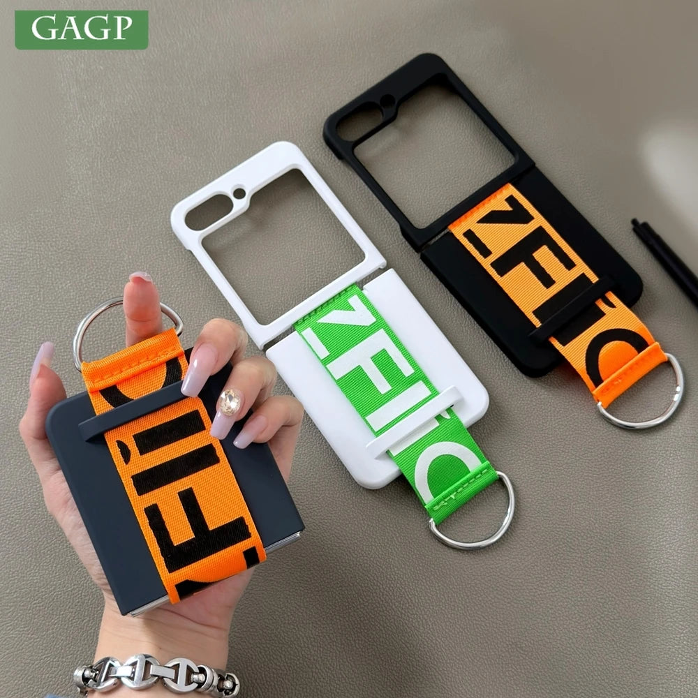Coque Samsung Galaxy Z Flip 5 / 6 / 7 – Ultra Fine Mate Antichoc avec Anneau & Dragonne Nylon