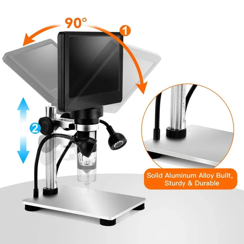 Microscope numérique Elikliv DM9 – Écran LCD 7" HD 1080P, 50X à 1200X, pour soudure électronique et observation