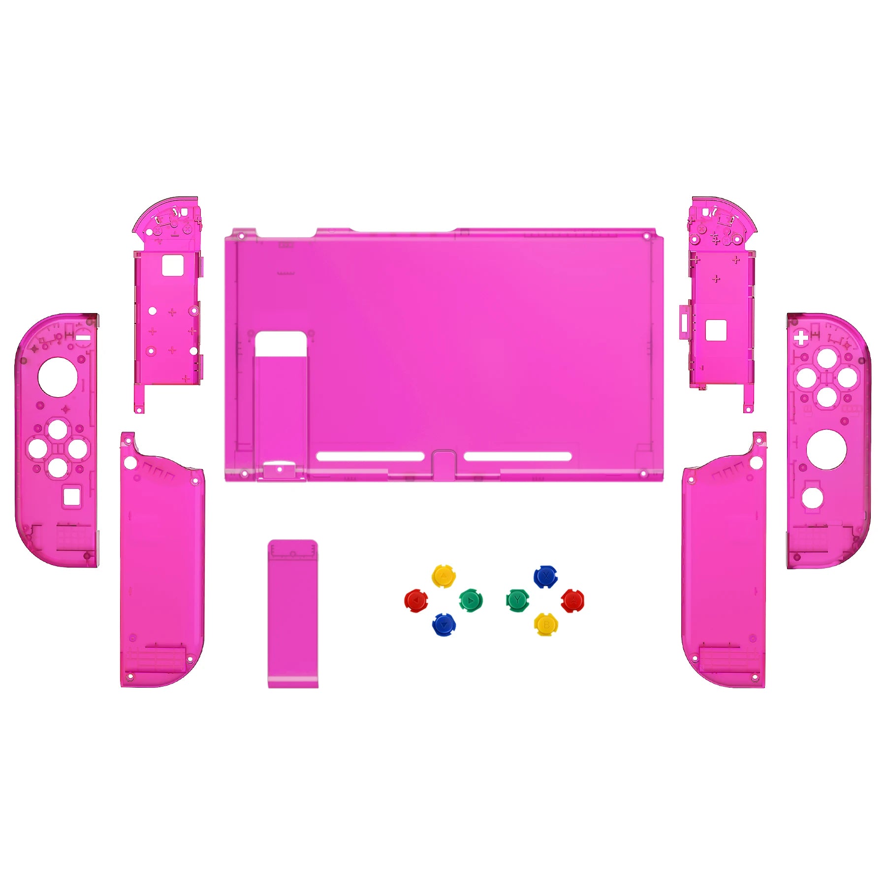 Coque Complète Transparente eXtremeRate pour Nintendo Switch + Boutons – Kit Customisation Joy-Con & Console