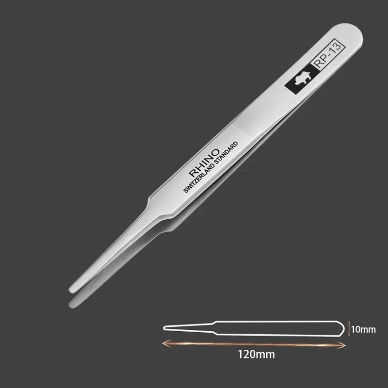 Pinces Brrucelles de Précision Japan Rhino – Jeu de 6 Pinces en Acier Inoxydable – Anti-magnétiques, Anti-acide – Pour Électronique, Réparation, Artisanat (RP-10 à RP-15)