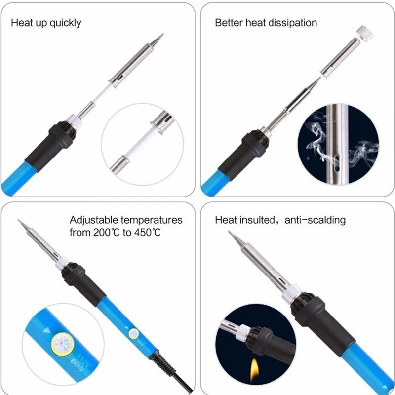 Kit Fer à Souder 60W – Ensemble Complet pour Travaux d'Électronique et de Bricolage