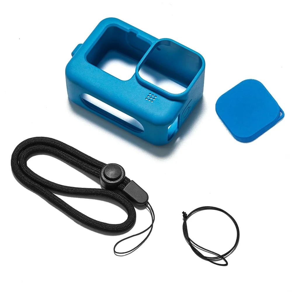 Coque Silicone + Verre Trempé 9H pour GoPro Hero 9 / 10 / 11 / 12 / 13 – Protection Complète avec Dragonne