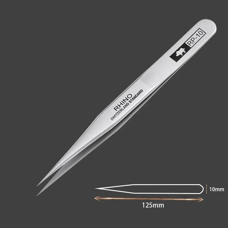 Pinces Brrucelles de Précision Japan Rhino – Jeu de 6 Pinces en Acier Inoxydable – Anti-magnétiques, Anti-acide – Pour Électronique, Réparation, Artisanat (RP-10 à RP-15)