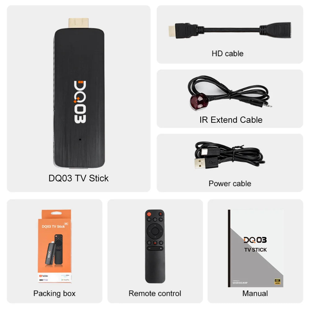 Mini TV Stick Android 10 – 4K@60fps HDR10+ avec Dual WiFi 2.4G/5.8G, 2GB RAM 16GB ROM, Streaming Portable Smart TV Box