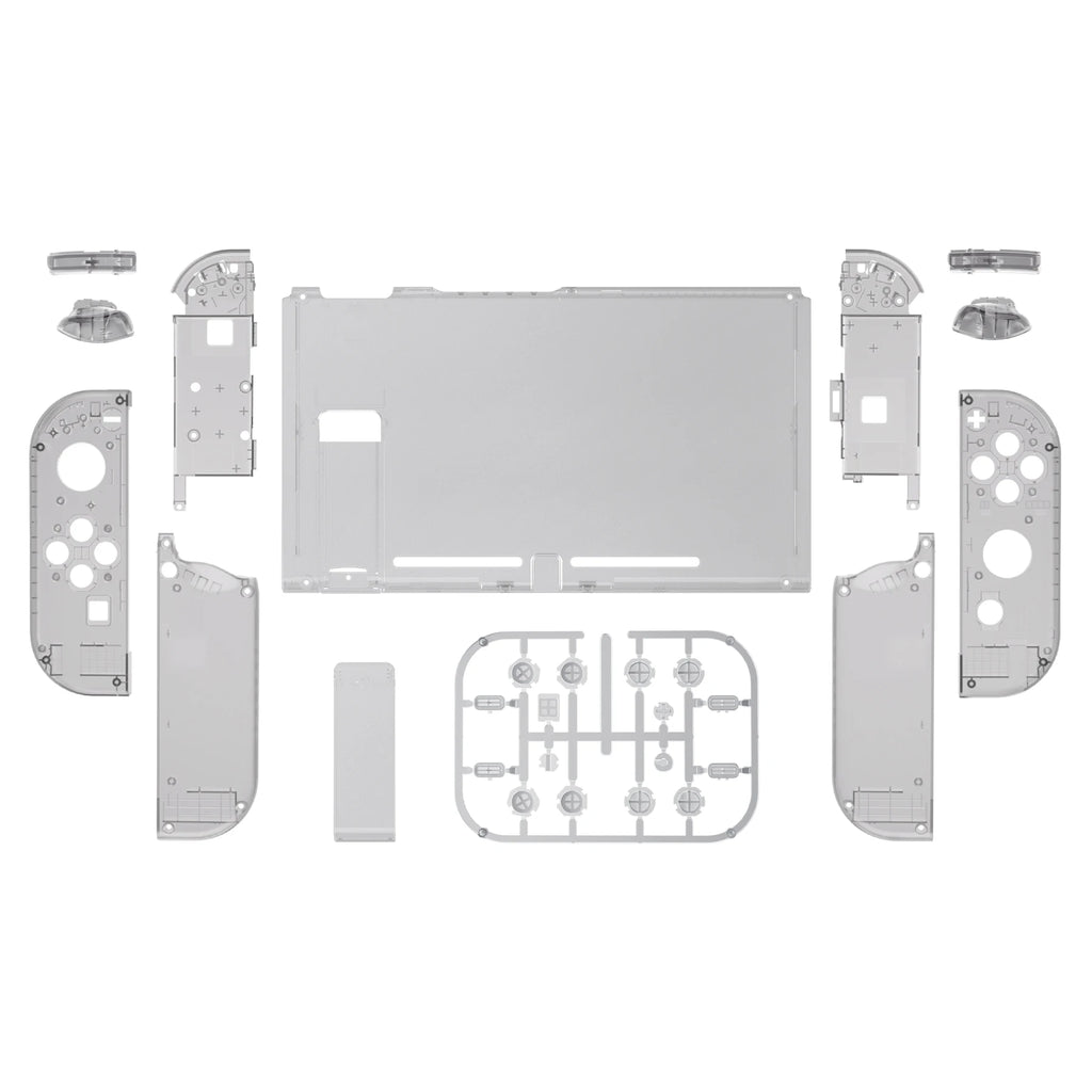 Coque Complète Transparente eXtremeRate pour Nintendo Switch + Boutons – Kit Customisation Joy-Con & Console