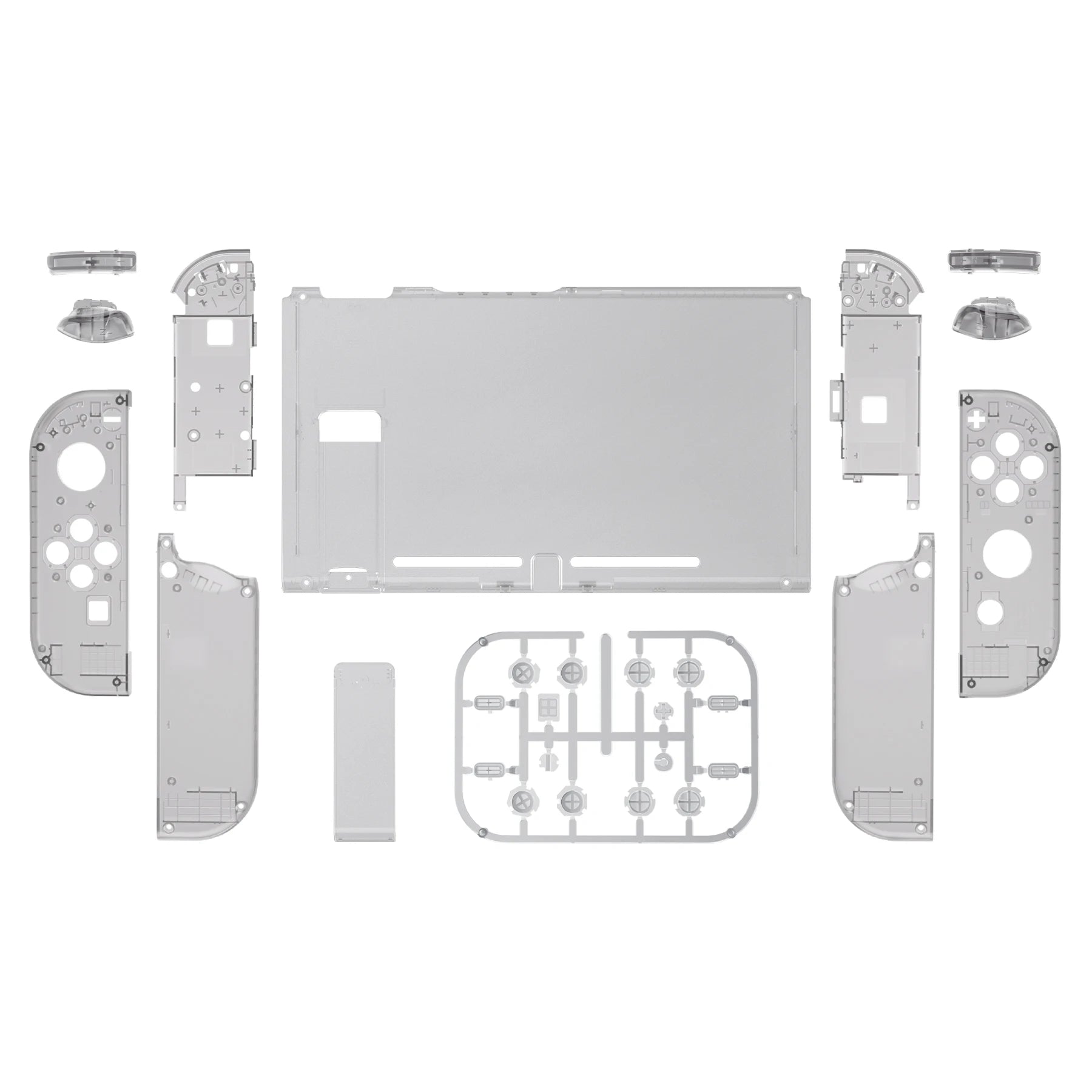 Coque Complète Transparente eXtremeRate pour Nintendo Switch + Boutons – Kit Customisation Joy-Con & Console