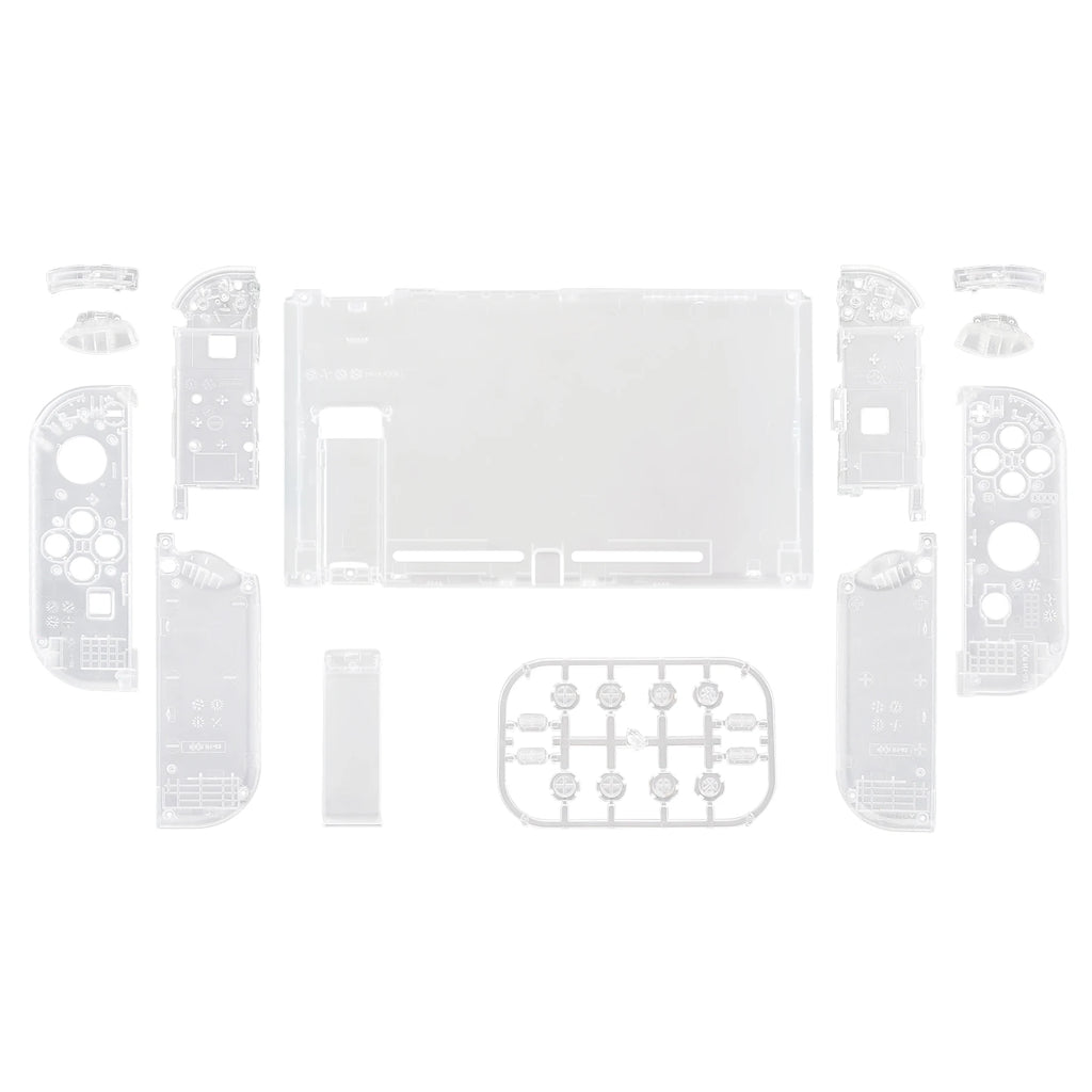 Coque Complète Transparente eXtremeRate pour Nintendo Switch + Boutons – Kit Customisation Joy-Con & Console