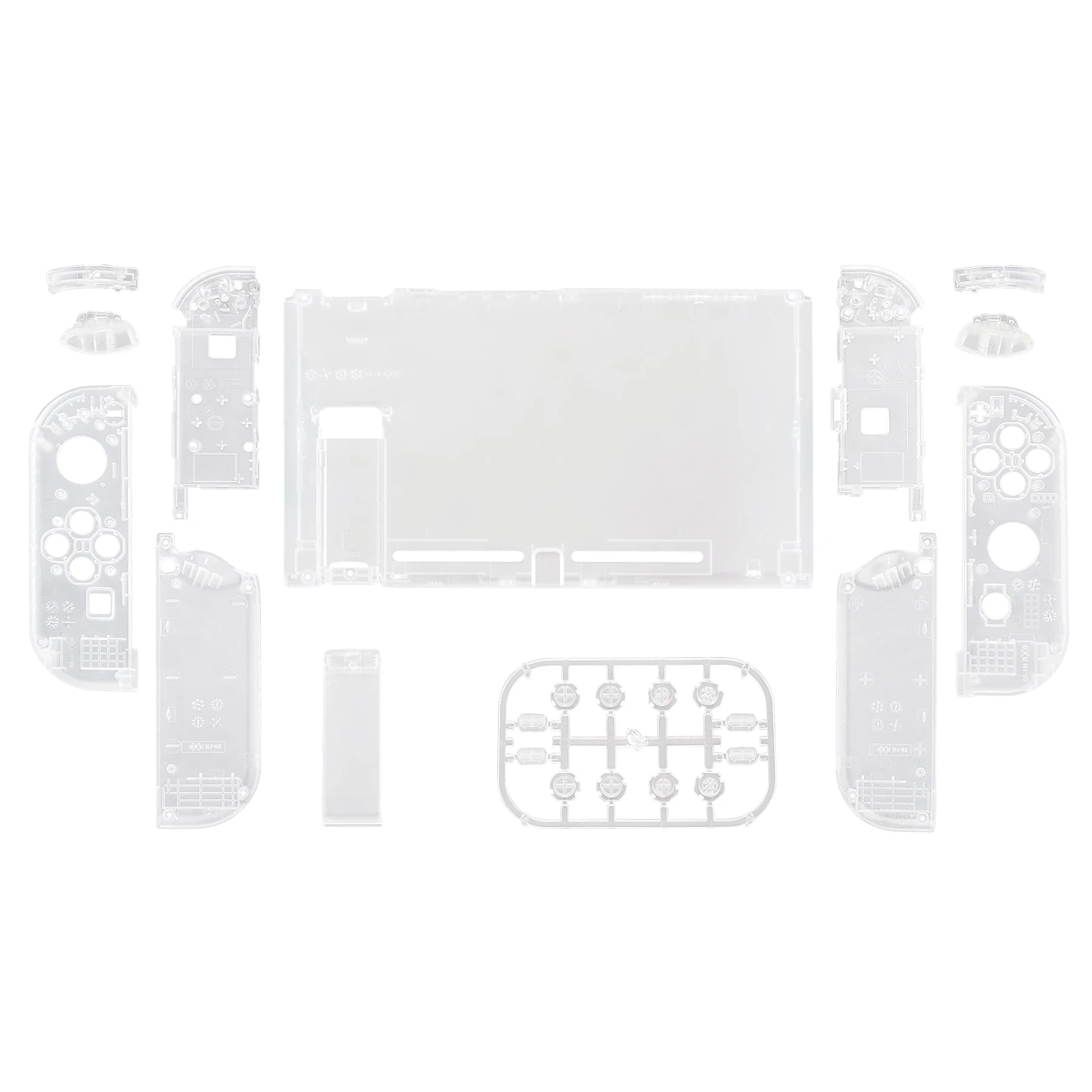 Coque Complète Transparente eXtremeRate pour Nintendo Switch + Boutons – Kit Customisation Joy-Con & Console