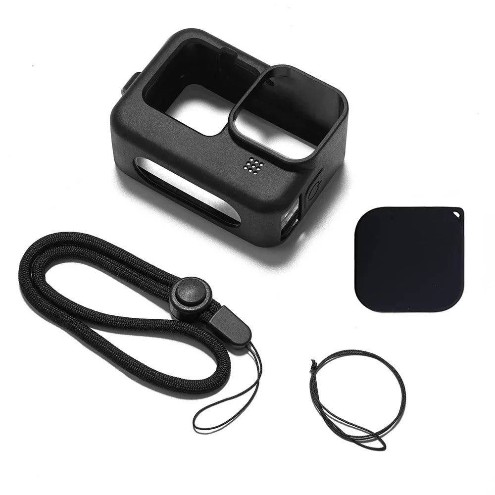 Coque Silicone + Verre Trempé 9H pour GoPro Hero 9 / 10 / 11 / 12 / 13 – Protection Complète avec Dragonne