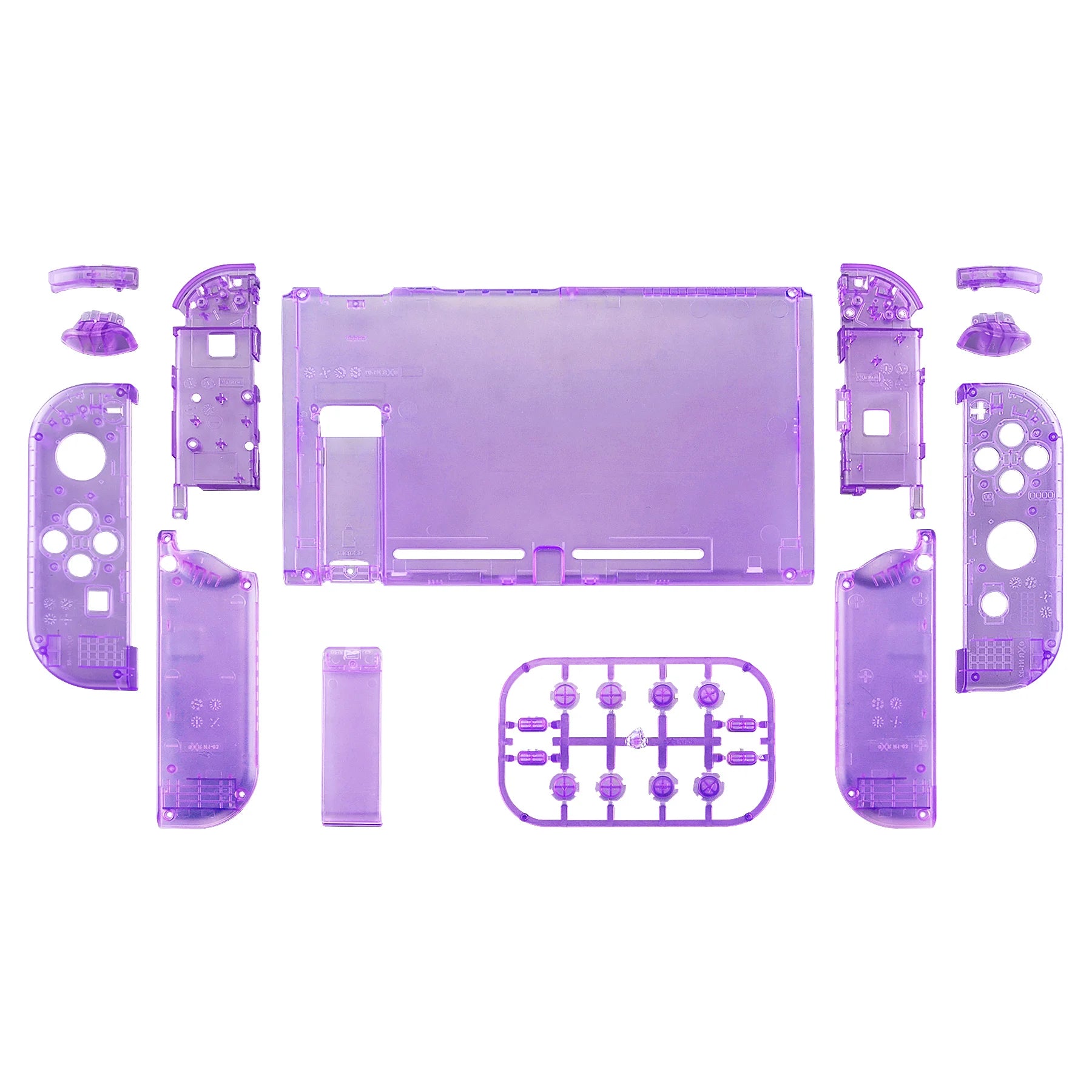 Coque Complète Transparente eXtremeRate pour Nintendo Switch + Boutons – Kit Customisation Joy-Con & Console