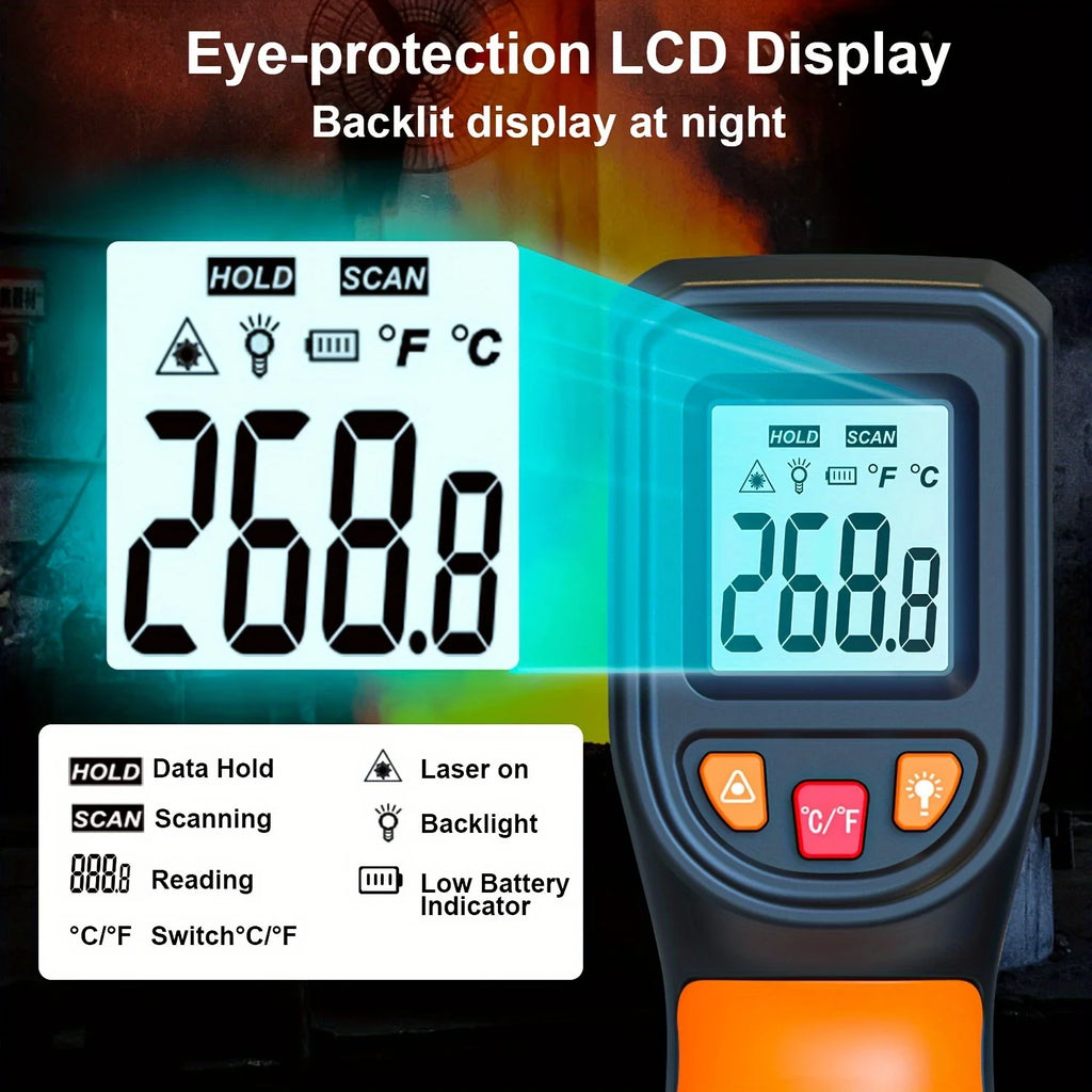 Thermomètre Infrarouge Laser Digital -50°C à 600°C | Thermomètre Sans Contact Haute Précision