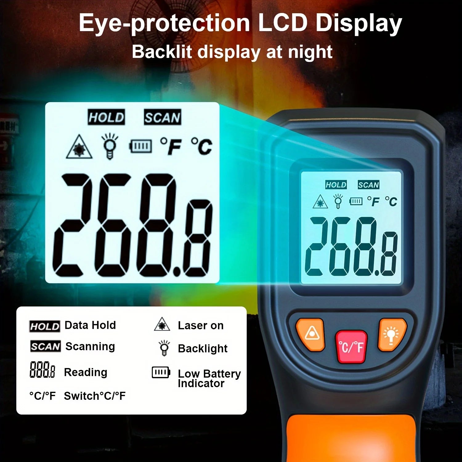 Thermomètre Infrarouge Laser Digital -50°C à 600°C | Thermomètre Sans Contact Haute Précision