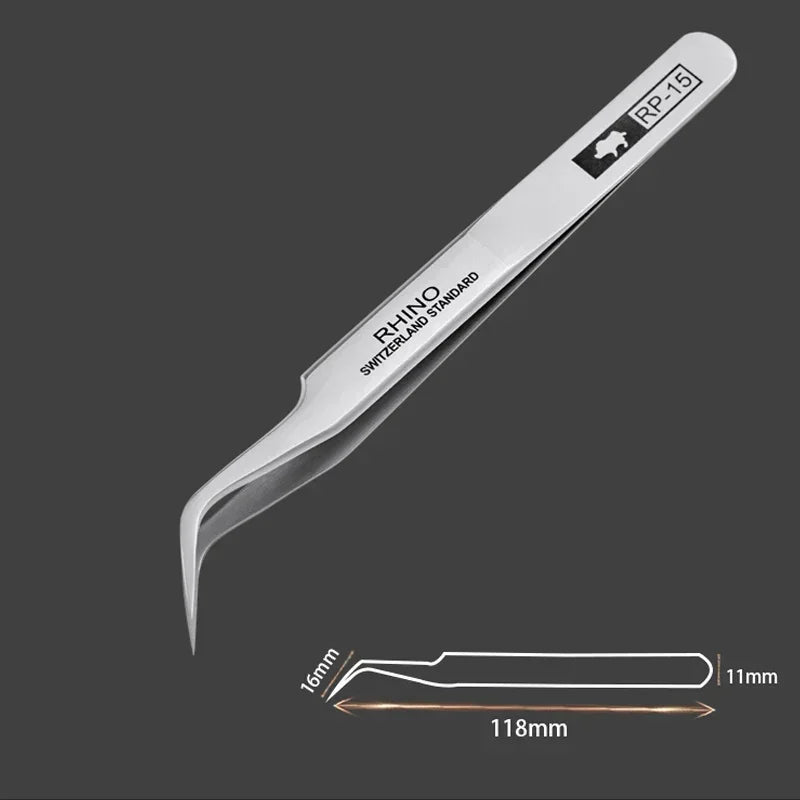 Pinces Brrucelles de Précision Japan Rhino – Jeu de 6 Pinces en Acier Inoxydable – Anti-magnétiques, Anti-acide – Pour Électronique, Réparation, Artisanat (RP-10 à RP-15)