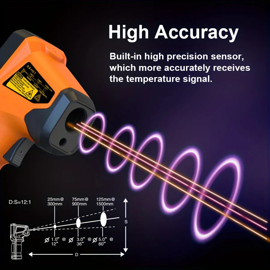 Thermomètre Infrarouge Laser Digital -50°C à 600°C | Thermomètre Sans Contact Haute Précision