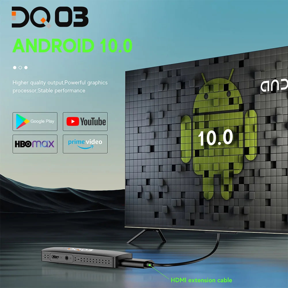 Mini TV Stick Android 10 – 4K@60fps HDR10+ avec Dual WiFi 2.4G/5.8G, 2GB RAM 16GB ROM, Streaming Portable Smart TV Box