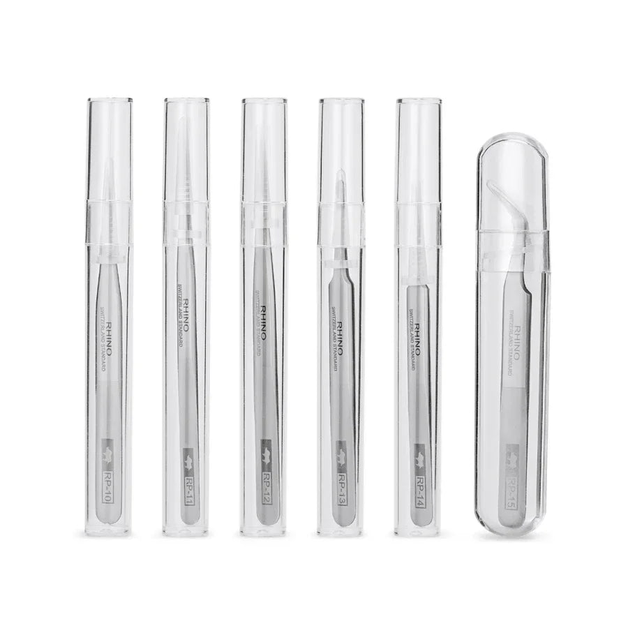 Pinces Brrucelles de Précision Japan Rhino – Jeu de 6 Pinces en Acier Inoxydable – Anti-magnétiques, Anti-acide – Pour Électronique, Réparation, Artisanat (RP-10 à RP-15)