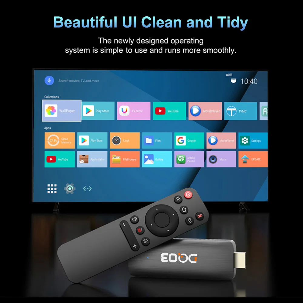 Mini TV Stick Android 10 – 4K@60fps HDR10+ avec Dual WiFi 2.4G/5.8G, 2GB RAM 16GB ROM, Streaming Portable Smart TV Box
