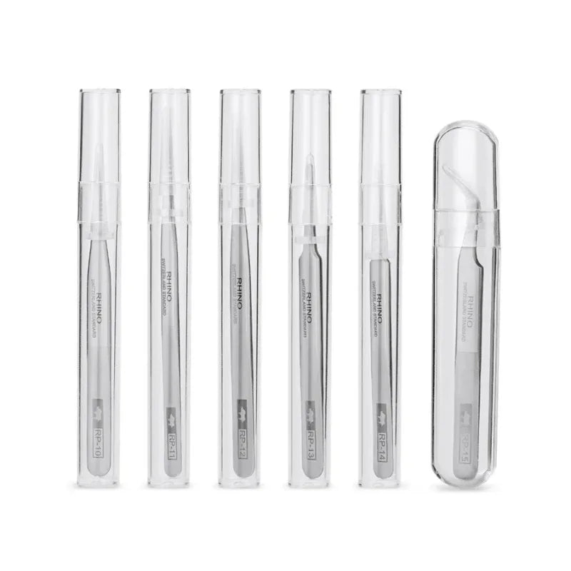 Pinces Brrucelles de Précision Japan Rhino – Jeu de 6 Pinces en Acier Inoxydable – Anti-magnétiques, Anti-acide – Pour Électronique, Réparation, Artisanat (RP-10 à RP-15)