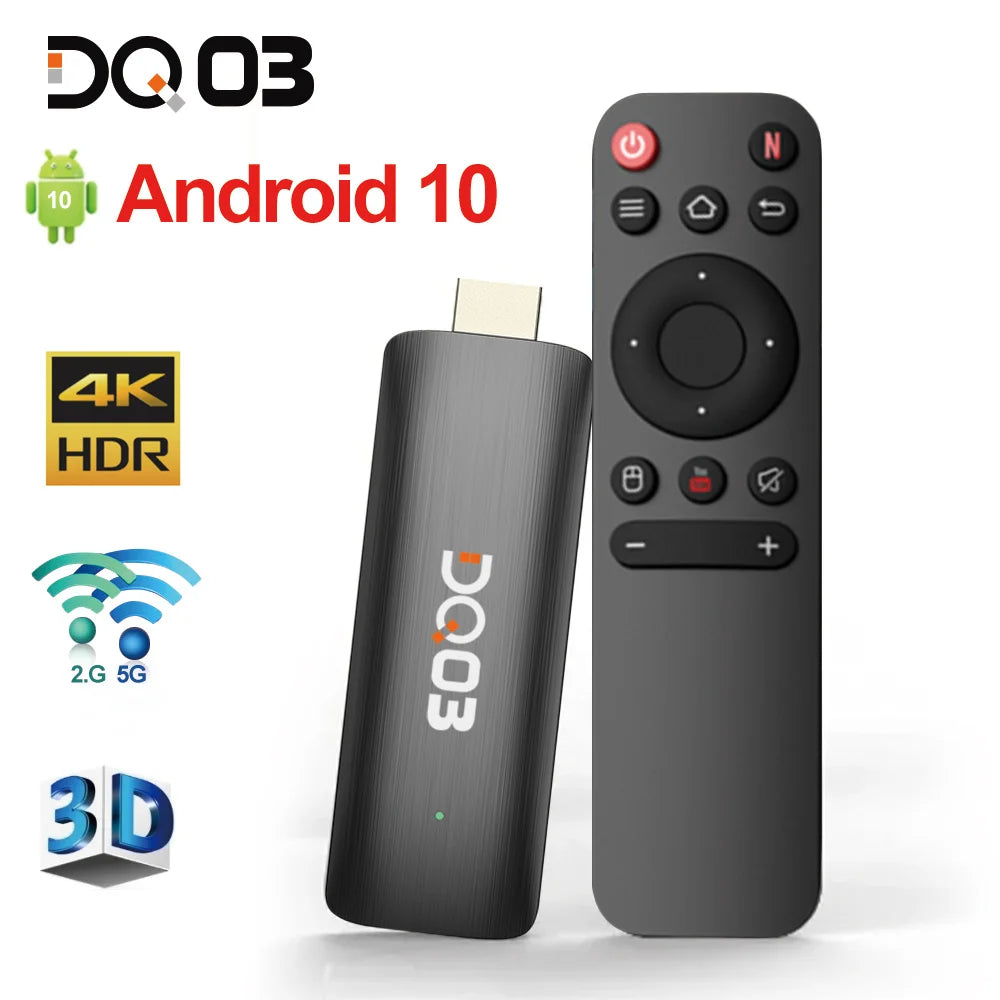 Mini TV Stick Android 10 – 4K@60fps HDR10+ avec Dual WiFi 2.4G/5.8G, 2GB RAM 16GB ROM, Streaming Portable Smart TV Box