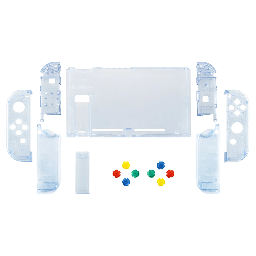 Coque Complète Transparente eXtremeRate pour Nintendo Switch + Boutons – Kit Customisation Joy-Con & Console