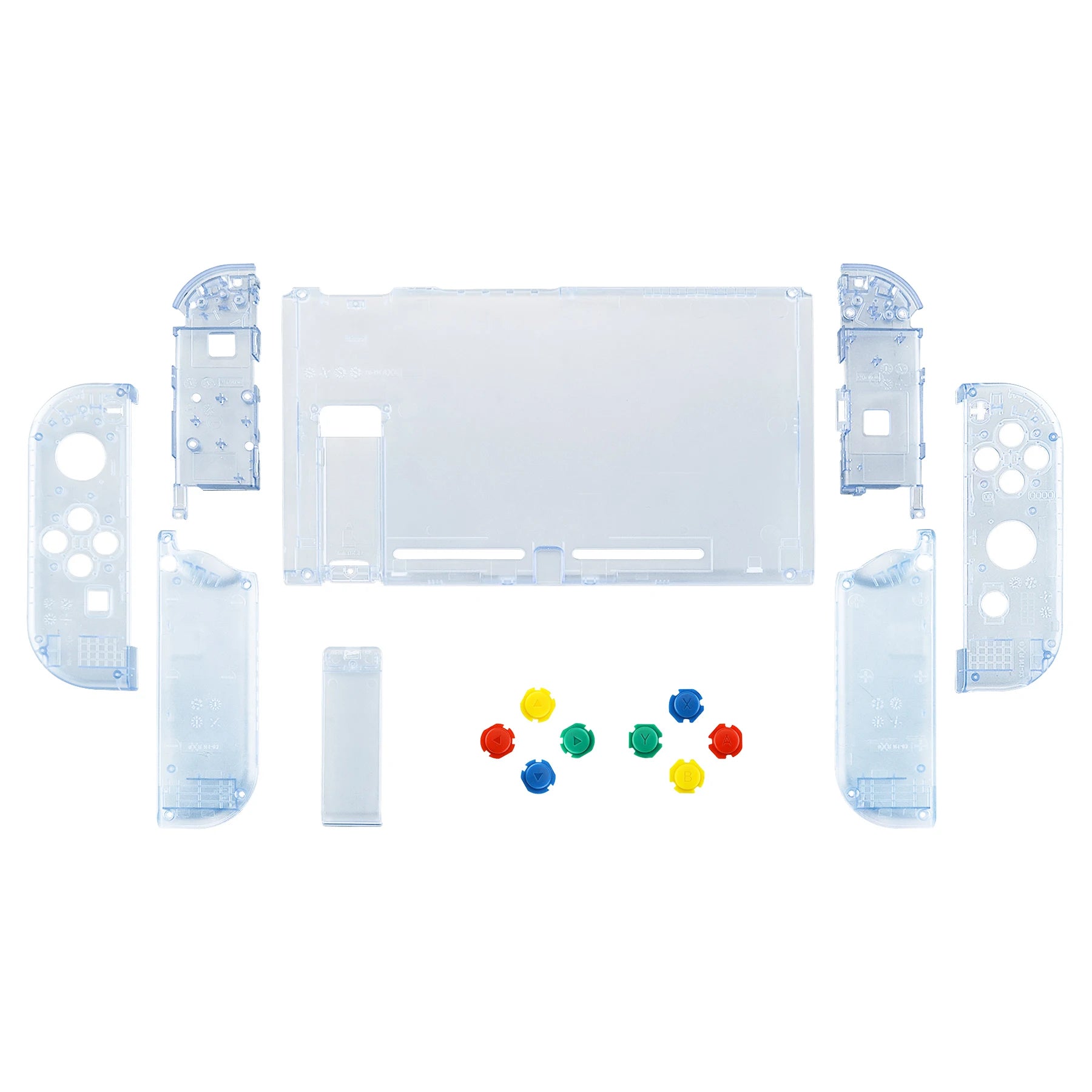 Coque Complète Transparente eXtremeRate pour Nintendo Switch + Boutons – Kit Customisation Joy-Con & Console