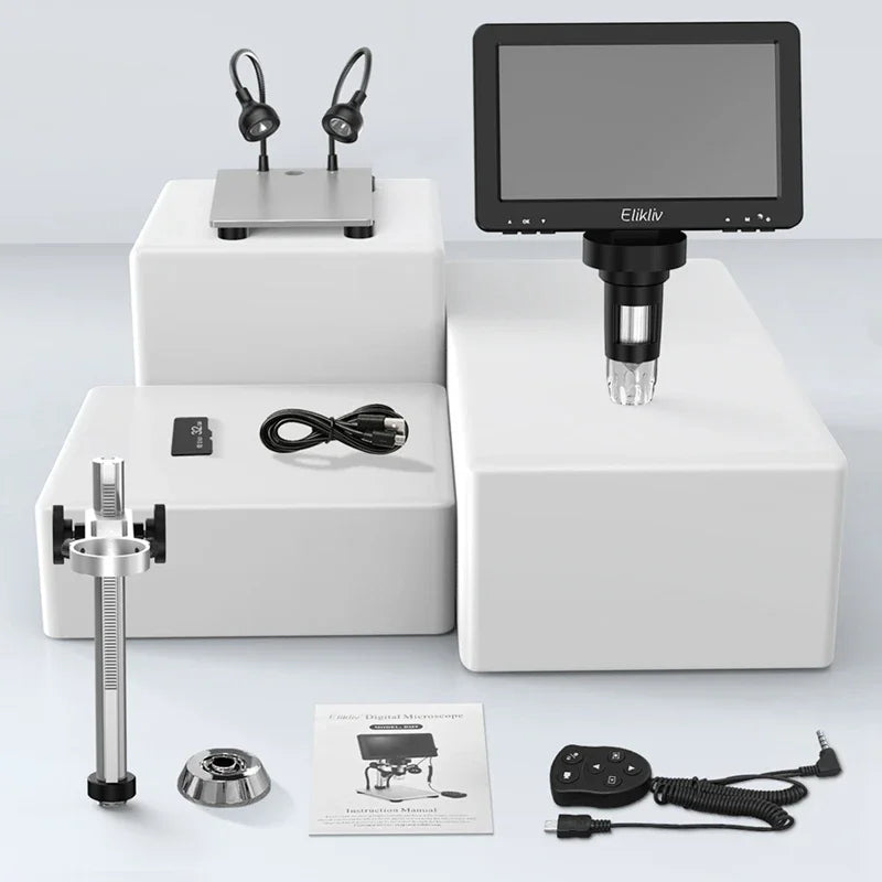 Microscope numérique Elikliv DM9 – Écran LCD 7" HD 1080P, 50X à 1200X, pour soudure électronique et observation